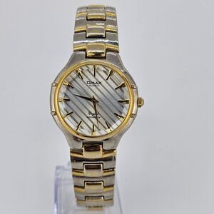 Omax Women's Watch 32MM‎ Gray Dial Two Tone Bracelet 7.75" Wrist New Battery